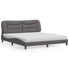 Bed with gray synthetic leather mattress 180x200 cm by vidaXL, Beds and slatted bases - Ref: Foro24-3208741, Price: 450,92 €,...