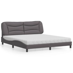 Bett mit grauer Kunstledermatratze 180x200 cm von vidaXL, Betten und Lattenroste - Ref: Foro24-3208741, Preis: 457,51 €, Raba...