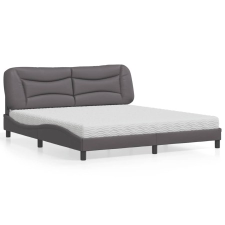 Bed with gray synthetic leather mattress 180x200 cm by vidaXL, Beds and slatted bases - Ref: Foro24-3208741, Price: 456,71 €,...