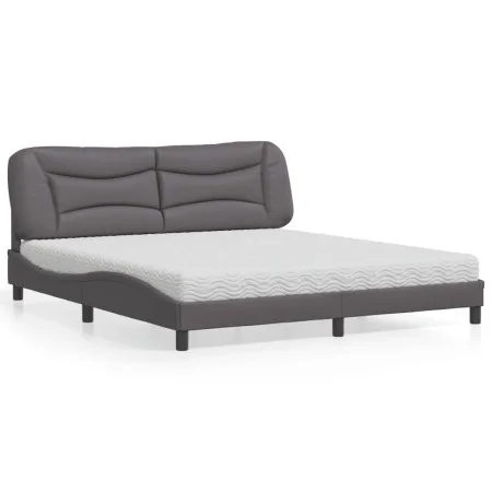 Bed with gray synthetic leather mattress 180x200 cm by vidaXL, Beds and slatted bases - Ref: Foro24-3208741, Price: 450,93 €,...