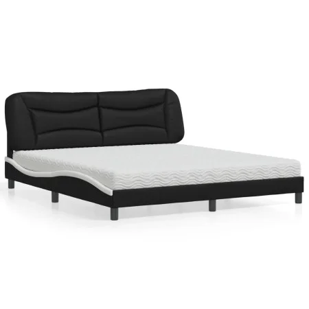 Bett mit schwarz-weißer Kunstledermatratze 180x200 cm von vidaXL, Betten und Lattenroste - Ref: Foro24-3208743, Preis: 458,36...