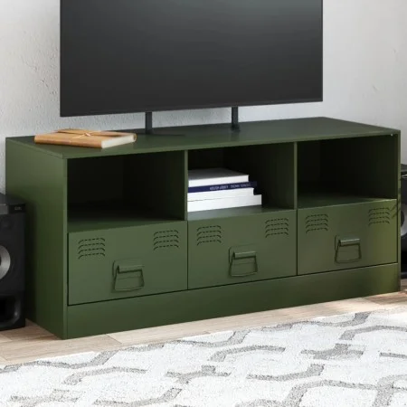 Olivgrüner TV-Schrank aus Stahl, 99 x 39 x 44 cm von vidaXL, TV-Möbel - Ref: Foro24-841737, Preis: 109,26 €, Rabatt: %