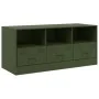 Olivgrüner TV-Schrank aus Stahl, 99 x 39 x 44 cm von vidaXL, TV-Möbel - Ref: Foro24-841737, Preis: 109,26 €, Rabatt: %