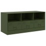 Olivgrüner TV-Schrank aus Stahl, 99 x 39 x 44 cm von vidaXL, TV-Möbel - Ref: Foro24-841737, Preis: 110,15 €, Rabatt: %