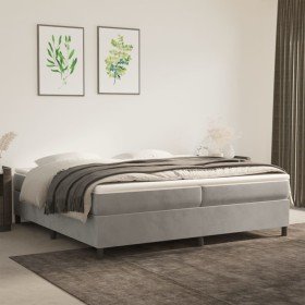 Estructura de cama sin colchón terciopelo gris claro 200x200 cm Estructura de cama sin colchón terciopelo gris claro 200x200 cm