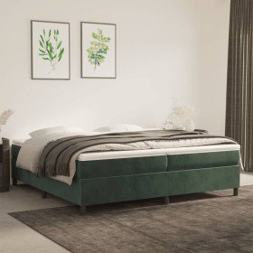 Estructura cama sin colchón terciopelo verde oscuro 200x200 cm Estructura cama sin colchón terciopelo verde oscuro 200x200 cm
