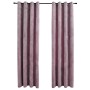 Cortinas opacas anillas 2 uds terciopelo rosa viejo 140x175 cm