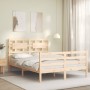 Double bed frame with solid wood headboard by vidaXL, Beds and slatted bases - Ref: Foro24-3194411, Price: 124,44 €, Discount: %