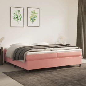 Estructura cama sin colchón terciopelo rosa 200x200 cm Estructura cama sin colchón terciopelo rosa 200x200 cm