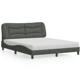 Cama con colchón de tela gris oscuro 160x200 cm de vidaXL, Camas y somieres - Ref: Foro24-3208542, Precio: 460,30 €, Descuent...