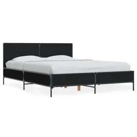Engineered wood and black metal bed frame 120x200cm by vidaXL, Beds and slatted bases - Ref: Foro24-3279992, Price: 148,61 €,...