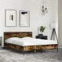 Estructura cama madera ingeniería metal roble ahumado 140x200cm de vidaXL, Camas y somieres - Ref: Foro24-3279999, Precio: 14...