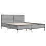 Sonoma gray metal engineered wood bed frame 160x200 cm by vidaXL, Beds and slatted bases - Ref: Foro24-3280010, Price: 161,57...