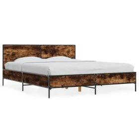 Estructura cama madera ingeniería metal roble ahumado 150x200cm de vidaXL, Camas y somieres - Ref: Foro24-3280004, Precio: 15...