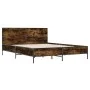 Engineered wood bed frame metal smoked oak 150x200cm by vidaXL, Beds and slatted bases - Ref: Foro24-3280004, Price: 152,19 €...