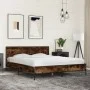 Engineered wood bed frame metal smoked oak 150x200cm by vidaXL, Beds and slatted bases - Ref: Foro24-3280004, Price: 152,19 €...
