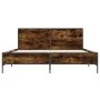 Engineered wood bed frame metal smoked oak 150x200cm by vidaXL, Beds and slatted bases - Ref: Foro24-3280004, Price: 152,19 €...