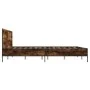Engineered wood bed frame metal smoked oak 150x200cm by vidaXL, Beds and slatted bases - Ref: Foro24-3280004, Price: 152,19 €...