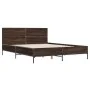 Oak brown metal engineered wood bed frame 150x200 cm by vidaXL, Beds and slatted bases - Ref: Foro24-3280006, Price: 157,23 €...