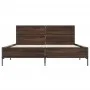Oak brown metal engineered wood bed frame 150x200 cm by vidaXL, Beds and slatted bases - Ref: Foro24-3280006, Price: 157,23 €...