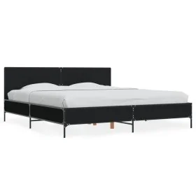 Engineered wood and black metal bed frame 180x200cm by vidaXL, Beds and slatted bases - Ref: Foro24-3280012, Price: 166,30 €,...