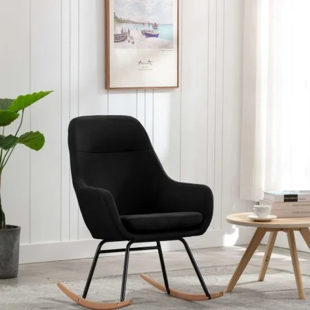 Silla mecedora de tela negra de vidaXL, Mecedoras - Ref: Foro24-289543, Precio: 112,84 €, Descuento: %