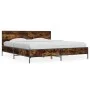 Engineered wood bed frame metal smoked oak 200x200cm by vidaXL, Beds and slatted bases - Ref: Foro24-3280019, Price: 167,44 €...