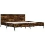 Engineered wood bed frame metal smoked oak 200x200cm by vidaXL, Beds and slatted bases - Ref: Foro24-3280019, Price: 167,44 €...