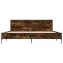 Engineered wood bed frame metal smoked oak 200x200cm by vidaXL, Beds and slatted bases - Ref: Foro24-3280019, Price: 167,44 €...
