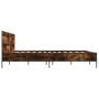 Engineered wood bed frame metal smoked oak 200x200cm by vidaXL, Beds and slatted bases - Ref: Foro24-3280019, Price: 169,36 €...
