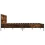 Engineered wood bed frame metal smoked oak 200x200cm by vidaXL, Beds and slatted bases - Ref: Foro24-3280019, Price: 167,44 €...
