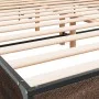 Estructura cama madera ingeniería metal marrón roble 135x190 cm de vidaXL, Camas y somieres - Ref: Foro24-3280031, Precio: 15...
