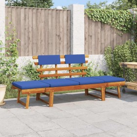 Banco de jardín con cojines 2 en 1 190 cm madera maciza acacia