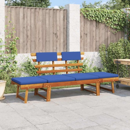 Banco de jardín con cojines 2 en 1 190 cm madera maciza acacia