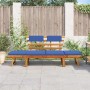 Banco de jardín con cojines 2 en 1 190 cm madera maciza acacia