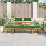 Banco de jardín con cojines 2 en 1 190 cm madera maciza acacia