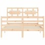 Double bed frame with solid wood headboard by vidaXL, Beds and slatted bases - Ref: Foro24-3194411, Price: 124,44 €, Discount: %
