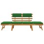 Banco de jardín con cojines 2 en 1 190 cm madera maciza acacia
