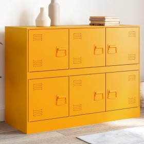 Aparador de acero amarillo mostaza 99x39x73 cm de vidaXL, Aparadores - Ref: Foro24-841796, Precio: 159,91 €, Descuento: %