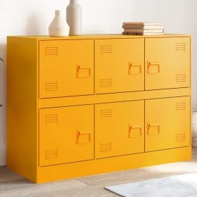 Senfgelbes Sideboard aus Stahl, 99 x 39 x 73 cm von vidaXL, Sideboards - Ref: Foro24-841796, Preis: 157,55 €, Rabatt: %