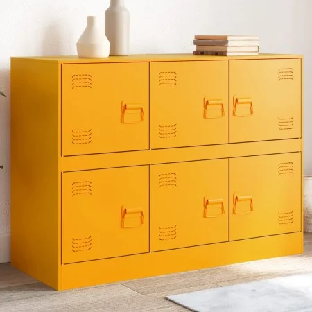 Aparador de acero amarillo mostaza 99x39x73 cm de vidaXL, Aparadores - Ref: Foro24-841796, Precio: 157,52 €, Descuento: %