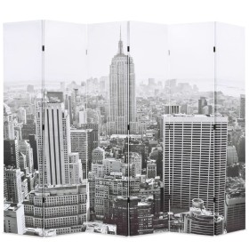 Biombo divisor plegable 228x170 cm Nueva York blanco y negro