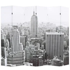 Folding room divider 228x170 cm New York in black and white by vidaXL, Room dividers - Ref: Foro24-245860, Price: 118,40 €, D...