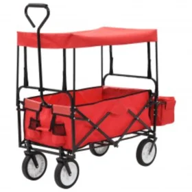 Folding Steel Hand Cart with Red Hood by vidaXL, Cargo forklifts - Ref: Foro24-147589, Price: 95,93 €, Discount: %