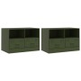 Muebles para TV 2 unidades acero verde oliva 67x39x44 cm de vidaXL, Muebles TV - Ref: Foro24-841748, Precio: 131,08 €, Descue...