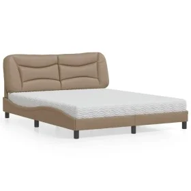 Bed with cappuccino synthetic leather mattress 160x200 cm by vidaXL, Beds and slatted bases - Ref: Foro24-3208735, Price: 421...