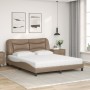 Cama con colchón cuero sintético capuchino 160x200 cm de vidaXL, Camas y somieres - Ref: Foro24-3208735, Precio: 459,91 €, De...