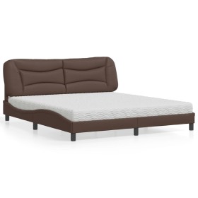Bett mit brauner Kunstledermatratze 180x200 cm von vidaXL, Betten und Lattenroste - Ref: Foro24-3208740, Preis: 443,30 €, Rab...