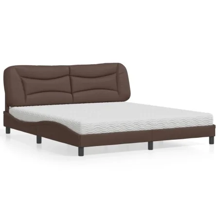 Bed with brown synthetic leather mattress 180x200 cm by vidaXL, Beds and slatted bases - Ref: Foro24-3208740, Price: 467,44 €...