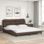 Bed with brown synthetic leather mattress 180x200 cm by vidaXL, Beds and slatted bases - Ref: Foro24-3208740, Price: 467,44 €...